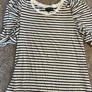 Black and White Striped Women's Top